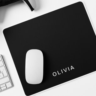 Mousepad Monograma personalizado de nome e preto   Elegante