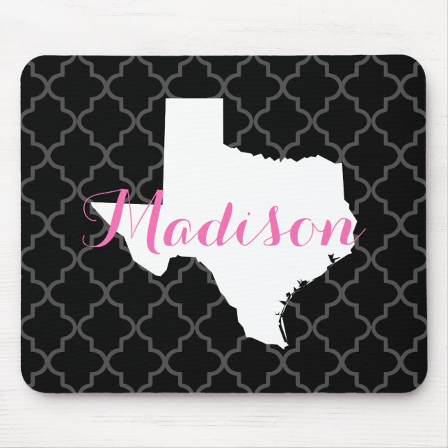 Mousepad Monograma Personalizado de Quatrefoil do Estado do (Frente)