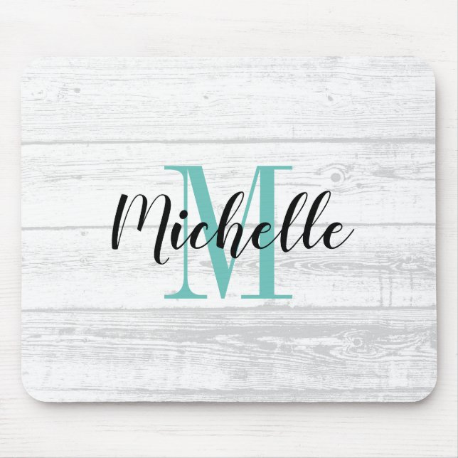 Mousepad Monograma personalizado do painel de grãos de made (Frente)