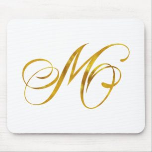 Mousepad Monograma Personalizado M Faux Gold Foil Monograma