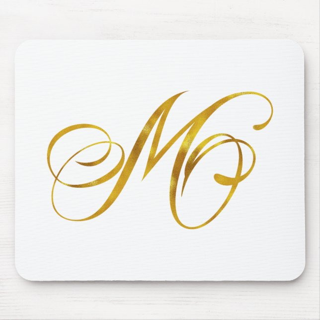 Mousepad Monograma Personalizado M Faux Gold Foil Monograma (Frente)