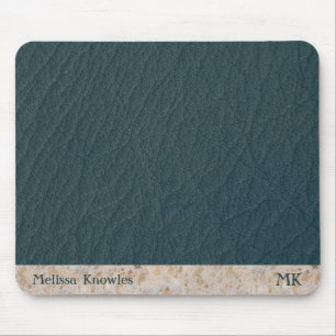 Mousepad Monograma Personalizado Masculino Moderno Couro Az