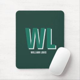 Mousepad Monograma Personalizado Minimalista em Verde Esmer
