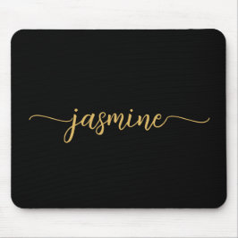 Mousepad Monograma Personalizado Preto Dourado Simples