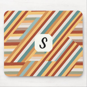 Mousepad Monograma Personalizado Retro Moderno 70s Geométri