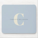 Mousepad Monograma personalizado simples e nome em azul<br><div class="desc">Monograma personalizado simples e nome no teclado azul do mouse poeirento</div>