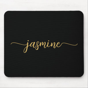 Mousepad Monograma Personalizado Simples Feminino Preto Dou