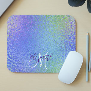 Mousepad Monograma Pessoal Iridescente Bonito Personalizado