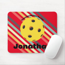 Mousepad Monograma - Pickleball colorido listrado Vermelho