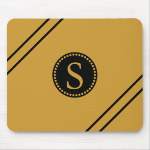 Mousepad Monograma Preto com Folha de Ouro Banhas Pretas