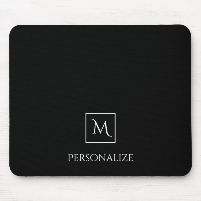 Mousepad Monograma preto e branco profissional do nome (Frente)