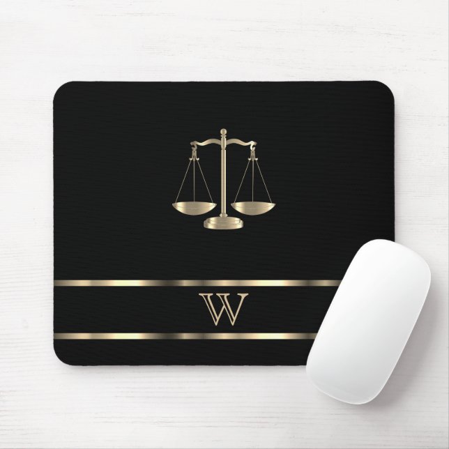 Mousepad Monograma preto e Dourado - advogado (Com mouse)