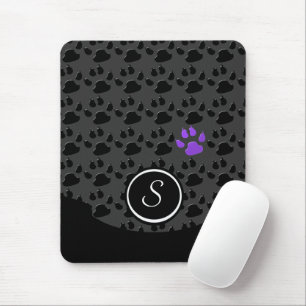 Mousepad Monograma preto e roxo do impressão da pata
