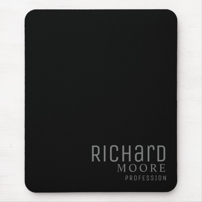 Mousepad monograma preto elegante moderno (Frente)