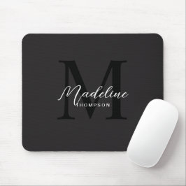 Mousepad Monograma Preto Mínimo Moderno