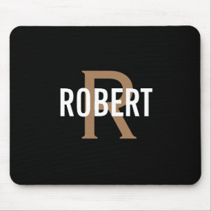 Mousepad Monograma preto moderno, homem, dr.