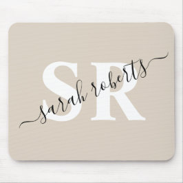 Mousepad Monograma profissional editável beige
