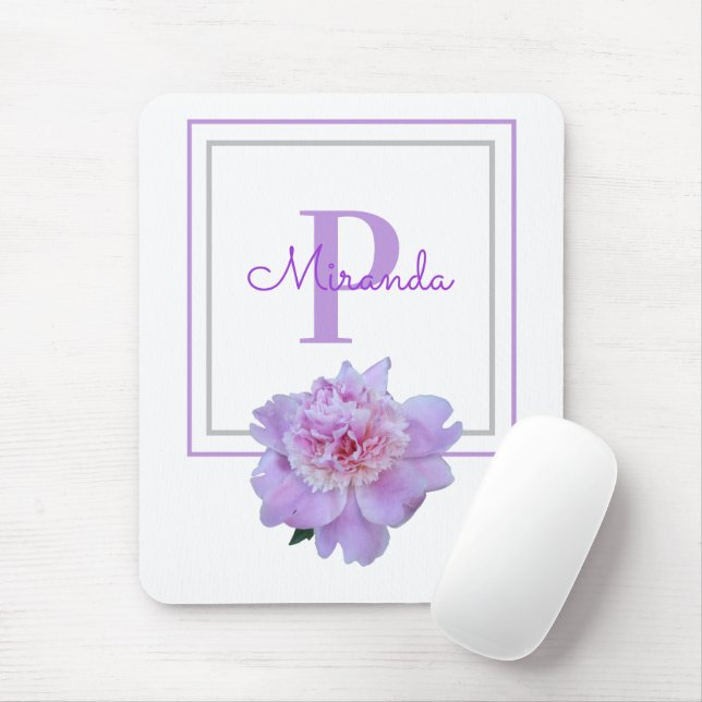 Mousepad Monograma Puro Moldado Flor de Pênia Rosa (Com mouse)