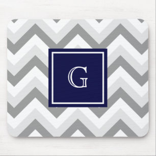 Mousepad Monograma QUADRADO do marinho de Chevron do Lt