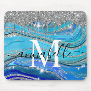 Mousepad Monograma Real Azul E Prata
