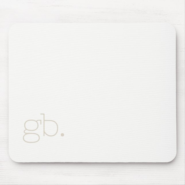 Mousepad Monograma Retro Minimal Branco Marfim (Frente)