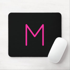 Mousepad Monograma rosa e preto moderno editável