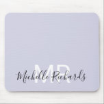 Mousepad Monograma roxo, pastel, elegante moderno<br><div class="desc">Pão de rato roxo,  monograma,  pastel elegante moderno. Pasta de rato personalizada simples e limpa,  monificada,  com as suas iniciais e nome. As cores da fonte e do texto são totalmente personalizáveis.</div>