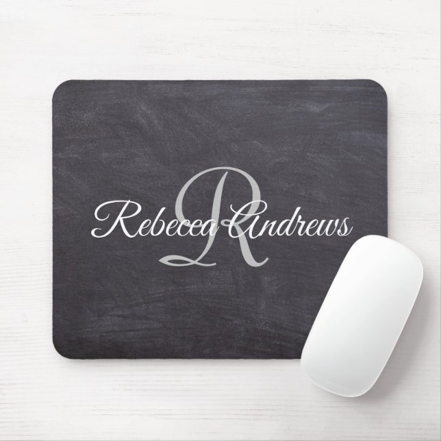 Mousepad Monograma Russo Preto Chalkboard (Com mouse)