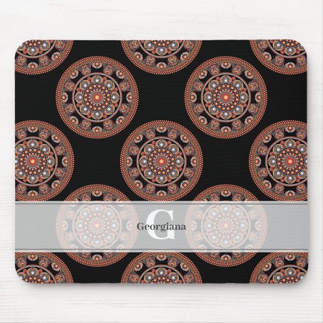 Mousepad Monograma Safari Sunset Bohemian Bolinhas Mandala (Frente)
