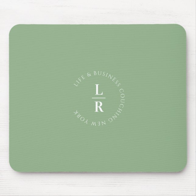 Mousepad Monograma, salão, minimalista, verde macio (Frente)