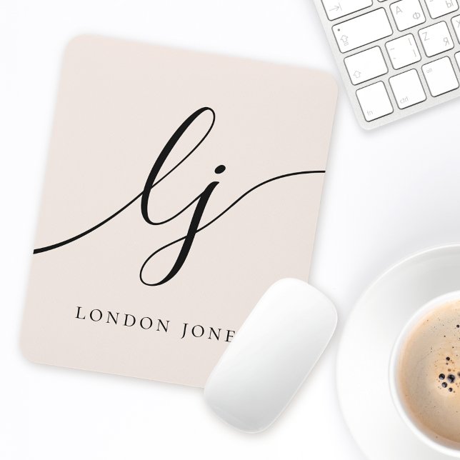 Mousepad Monograma Script Calliografia Elegante Feminina (Criador carregado)