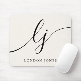 Mousepad Monograma Script Feminina Elegante