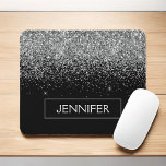 Mousepad Monograma Silver Glitter Sparkle<br><div class="desc">Pad do Mouse Monograma de Trendy Lúpulo de Silver e Faux Glitter Sparkle Elegante e Moderno. Este monograma - adicione o seu próprio nome a mousepad personalizado pode ser atualizado com o seu nome.</div>