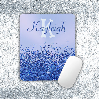 Mousepad Monograma Simples Azul Brutado de Metal e Largura