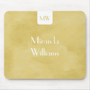 Mousepad Monograma Simples com Nome Amarelo Moderno