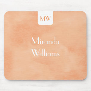 Mousepad Monograma Simples Com Nome Laranja Moderno