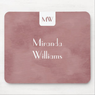 Mousepad Monograma Simples com Nome Moderno Rosy Brown