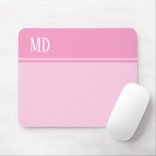Mousepad Monograma Simples e Bonito, em forma de tiras rosa