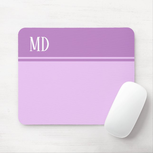 Mousepad Monograma Simples e Bonito em tiras Roxas (Com mouse)