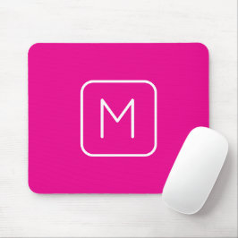 Mousepad Monograma Simples e Moderno Inicial | Rosa e Branc