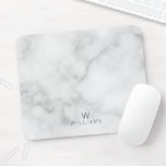 Mousepad Monograma Simples Moderno Mínimo de Mármaco Branco<br><div class="desc">Adicione um toque de estilo único à sua mesa com este Simples Mínimo Moderno Mínimo Monograma de Mouse Branco, com monograma e nome no estilo de fonte sans moderno da cinza, em fundo branco de mármore.</div>
