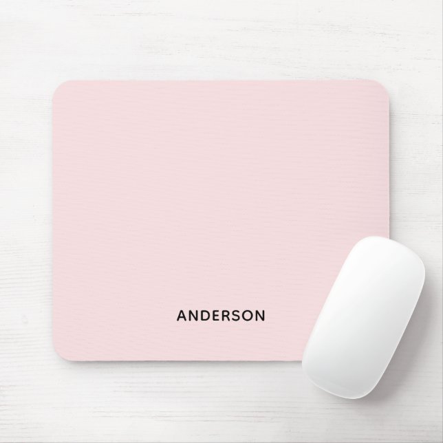 Mousepad Monograma Simples Personalizado Rosa & Nome | Eleg (Com mouse)