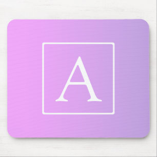 Mousepad Monograma Simples   Sutil Rosa/Púrpura