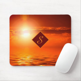 Mousepad Monograma Sol set Orange Ouro Sky Sea de Dourado