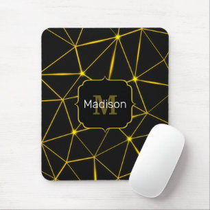 Mousepad Monograma triângulos pretos geométricos linhas dou