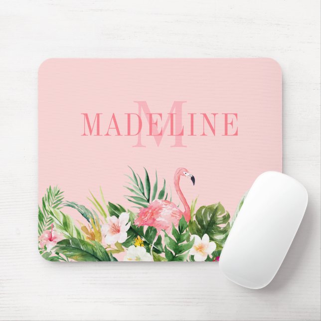 Mousepad Monograma Tropical de Cor Aquosa Moderna (Com mouse)