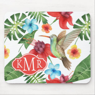 Mousepad Monograma tropical do colibri