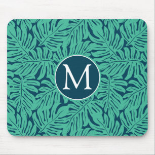 Mousepad Monograma tropical do teste padrão   da folha de