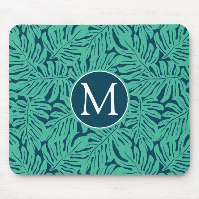 Mousepad Monograma tropical do teste padrão | da folha de (Frente)