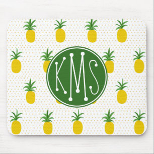 Mousepad Monograma tropical dourado dos abacaxis